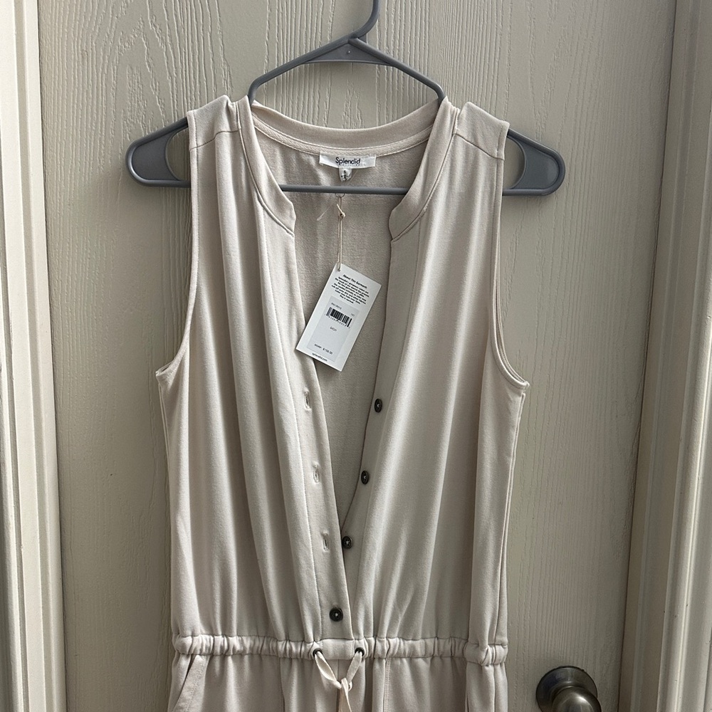 Splendid Cream Sleeveless Jumpsuit